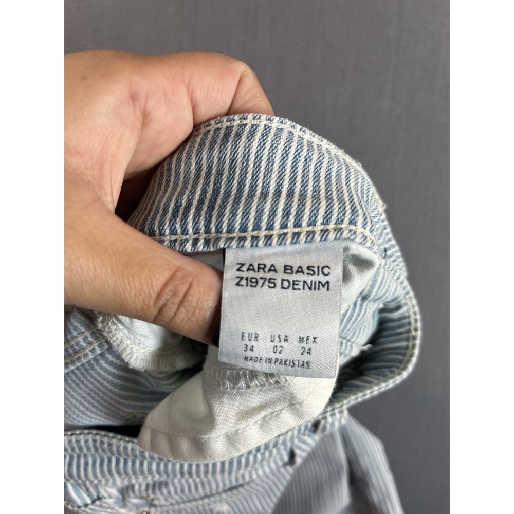 Zara Z1975 Jeans Womens 2 Blue Pinstripe Zara Basic Denim - Picture 7 of 10